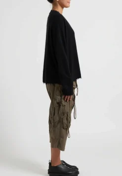 Rundholz Dip Wool And Raccoon Hair Distressed Sweater In Black