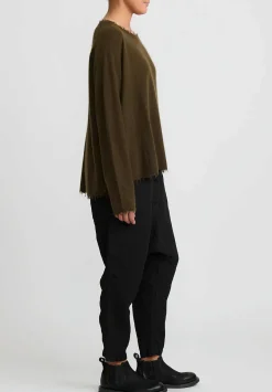 Rundholz Dip Wool And Raccoon Hair Distressed Sweater In Khaki Brown