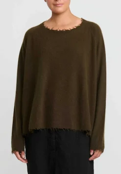 Rundholz Dip Wool And Raccoon Hair Distressed Sweater In Khaki Brown