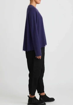 Rundholz Dip Wool And Raccoon Hair Distressed Sweater In Grape Purple