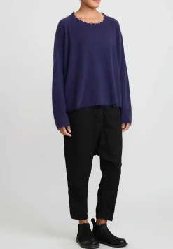 Rundholz Dip Wool And Raccoon Hair Distressed Sweater In Grape Purple