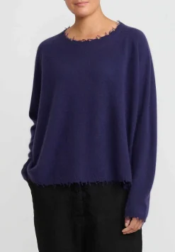 Rundholz Dip Wool And Raccoon Hair Distressed Sweater In Grape Purple