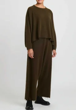 Rundholz Dip Wool And Raccoon Hair Drop Crotch Pants In Khaki Brown