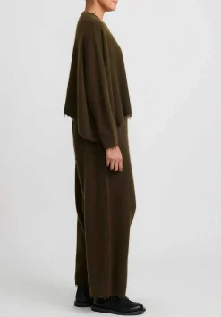 Rundholz Dip Wool And Raccoon Hair Drop Crotch Pants In Khaki Brown