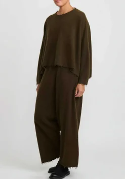 Rundholz Dip Wool And Raccoon Hair Drop Crotch Pants In Khaki Brown