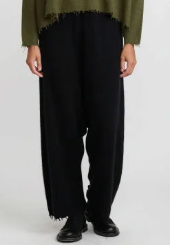 Rundholz Dip Wool And Raccoon Hair Drop Crotch Pants In Black