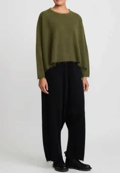 Rundholz Dip Wool And Raccoon Hair Drop Crotch Pants In Black