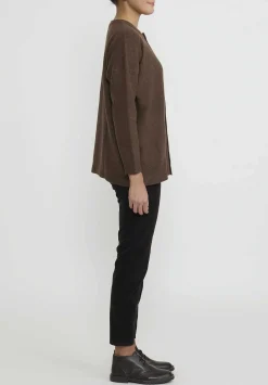 Kaval Wool And Sable Crewneck Cardigan In Chairo Brown
