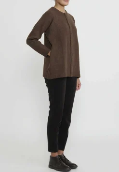Kaval Wool And Sable Crewneck Cardigan In Chairo Brown