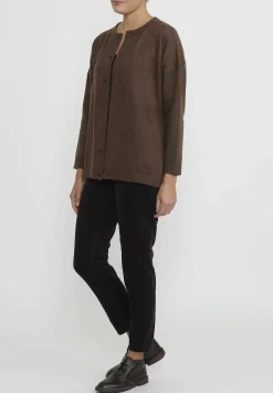 Kaval Wool And Sable Crewneck Cardigan In Chairo Brown
