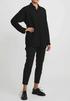 Jan-Jan Van Essche Wool Crepe Chiffon Shirt In Black