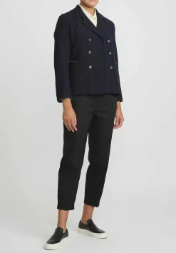Péro Wool Double Breasted Jacket In Navy Blue