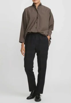 Bergfabel Wool Easy Pants In Blue & Brown Check