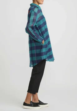 Péro Wool Gingham Shirt In Green & Blue