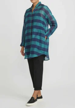 Péro Wool Gingham Shirt In Green & Blue