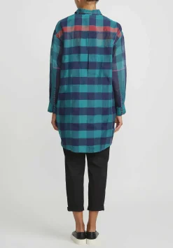 Péro Wool Gingham Shirt In Green & Blue