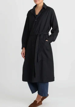 Chez Vidalenc Wool Mar Trench Coat In Black