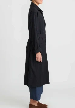 Chez Vidalenc Wool Mar Trench Coat In Black