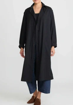 Chez Vidalenc Wool Mar Trench Coat In Black