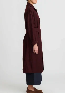 Chez Vidalenc Wool Mar Trench Coat In Maroon