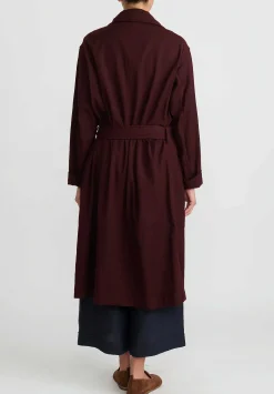 Chez Vidalenc Wool Mar Trench Coat In Maroon
