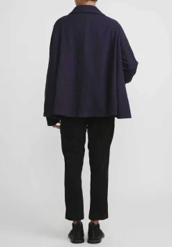 Rundholz Dip Wool Oversized A-Line Jacket In Grape Blue