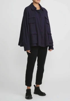Rundholz Dip Wool Oversized A-Line Jacket In Grape Blue