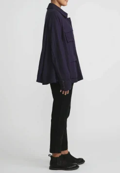 Rundholz Dip Wool Oversized A-Line Jacket In Grape Blue