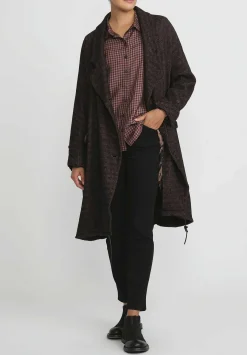 Rundholz Wool Oversized Double Breasted Coat In Espresso Brown Check