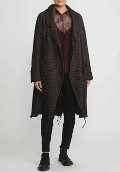 Rundholz Wool Oversized Double Breasted Coat In Espresso Brown Check