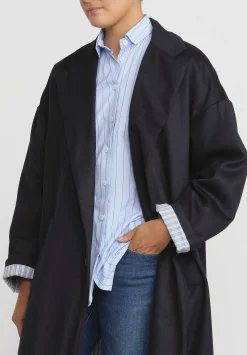 Bergfabel Wool Oversized Moon Coat In Navy Blue