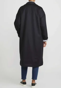 Bergfabel Wool Oversized Moon Coat In Navy Blue