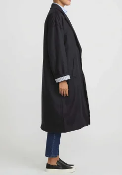 Bergfabel Wool Oversized Moon Coat In Navy Blue