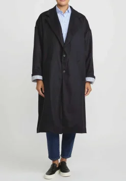 Bergfabel Wool Oversized Moon Coat In Navy Blue