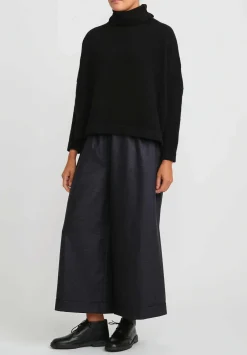 Daniela Gregis Wool Wide Leg Tasche Pigiama Pants In Pied De Poule, Grey & Black