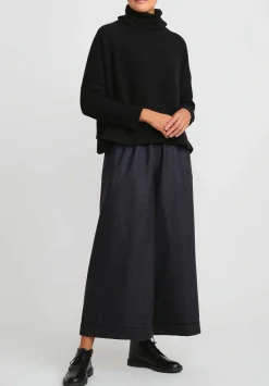 Daniela Gregis Wool Wide Leg Tasche Pigiama Pants In Pied De Poule, Grey & Black