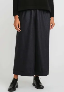 Daniela Gregis Wool Wide Leg Tasche Pigiama Pants In Pied De Poule, Grey & Black