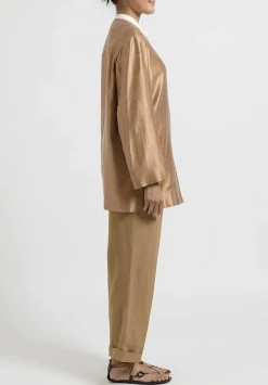 The Row Wool/Silk ''Alani'' Jacket In Dark Camel Brown
