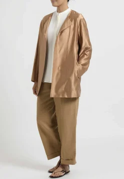 The Row Wool/Silk ''Alani'' Jacket In Dark Camel Brown