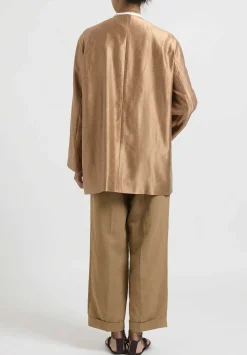 The Row Wool/Silk ''Alani'' Jacket In Dark Camel Brown