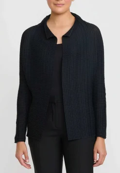 Issey Miyake Wooly Pleats Top In Dark Navy Blue