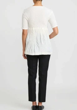 Issey Miyake Wrinkled Blocks Top In Ivory White