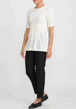 Issey Miyake Wrinkled Blocks Top In Ivory White