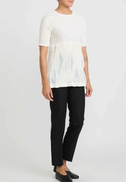 Issey Miyake Wrinkled Blocks Top In Ivory White