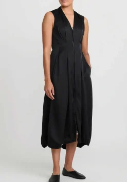 Jil Sander Zip Front Vestito Dress In Black