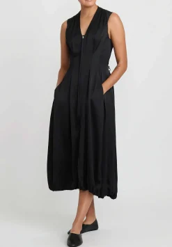 Jil Sander Zip Front Vestito Dress In Black