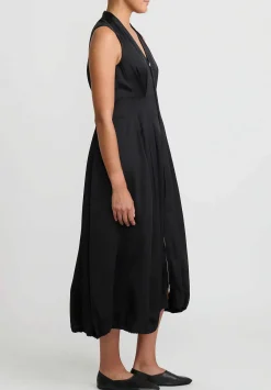 Jil Sander Zip Front Vestito Dress In Black